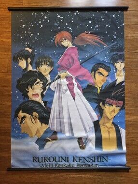 Vintage 2000s Rurouni Kenshin Anime Poster Wall Scroll Samurai Japanese 31x43